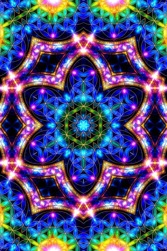 kaleidoscopic mandala artwork, spiritual art print