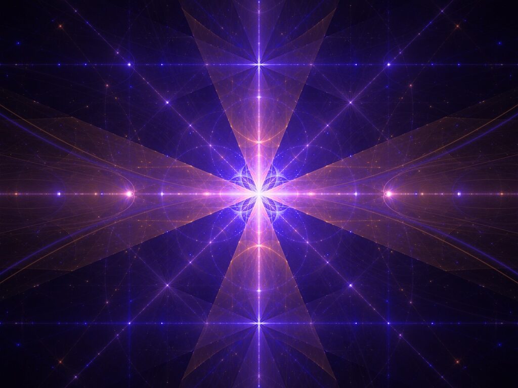 violet red gold fractal flame artwork, meditation art print