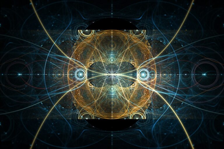 yellow-teal fractal flame art, modern hi-tech interior art print