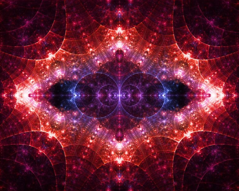 red-blue-purple fractal flame art, modern tech spaces art print