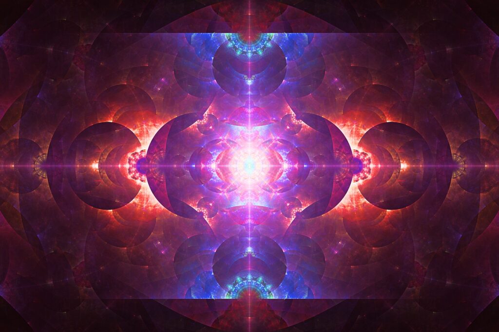 blue orange fractal flame artwork, modern art print