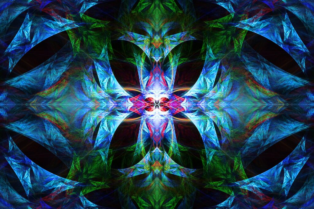 blue green fractal flame art, modern art print, meditation rooms wall art