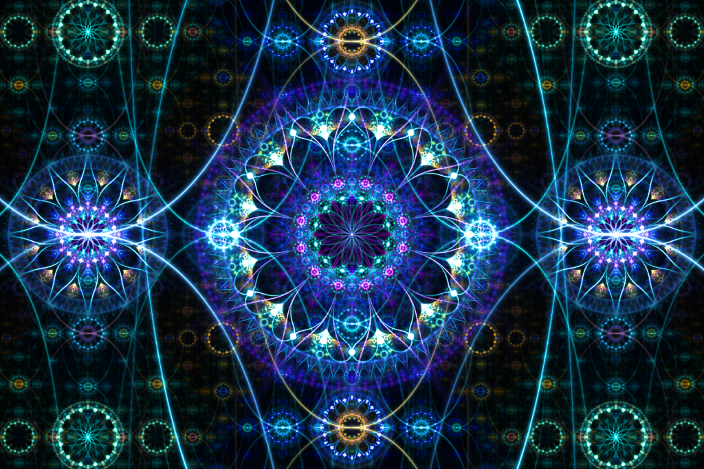 geometric fractal flame art, cosmic mandala wall art