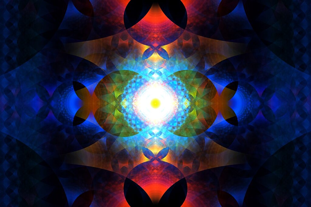 colorful fractal flame art, modern spiritual art print