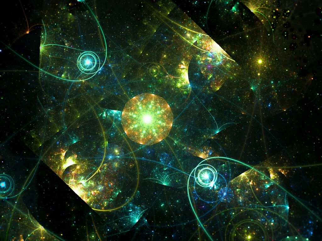 green blue fractal flame artwork, wellnes modern wall art