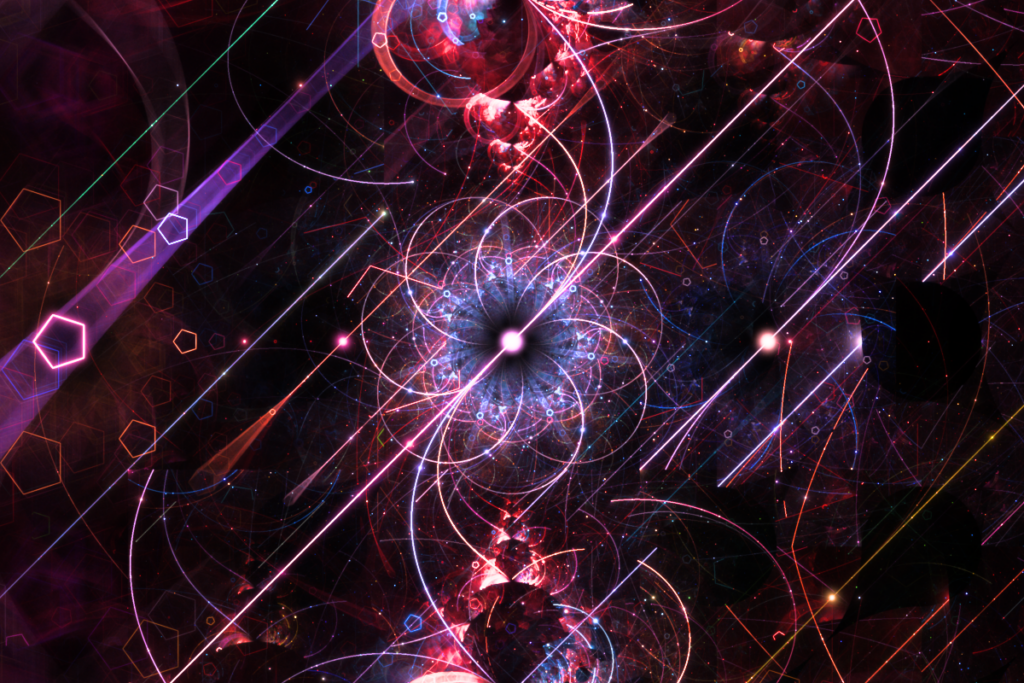violet red, fractal flame artwork, modern cosmic wall art