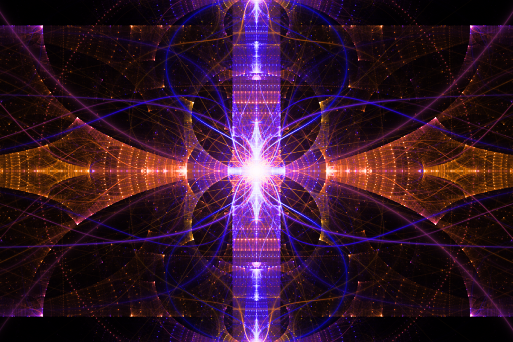violet orange fractal artwork, modern wall art