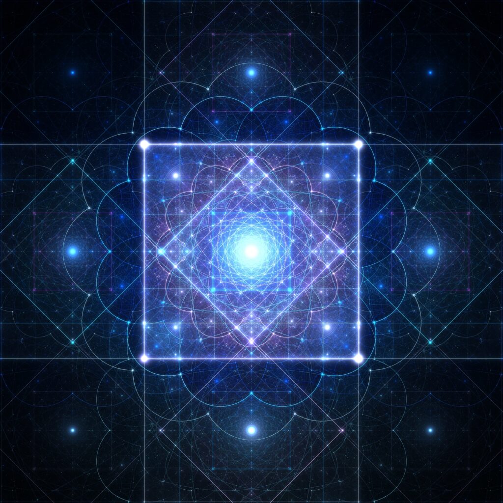 geometric fractal artwork, modern cosmic, dreamy wall art