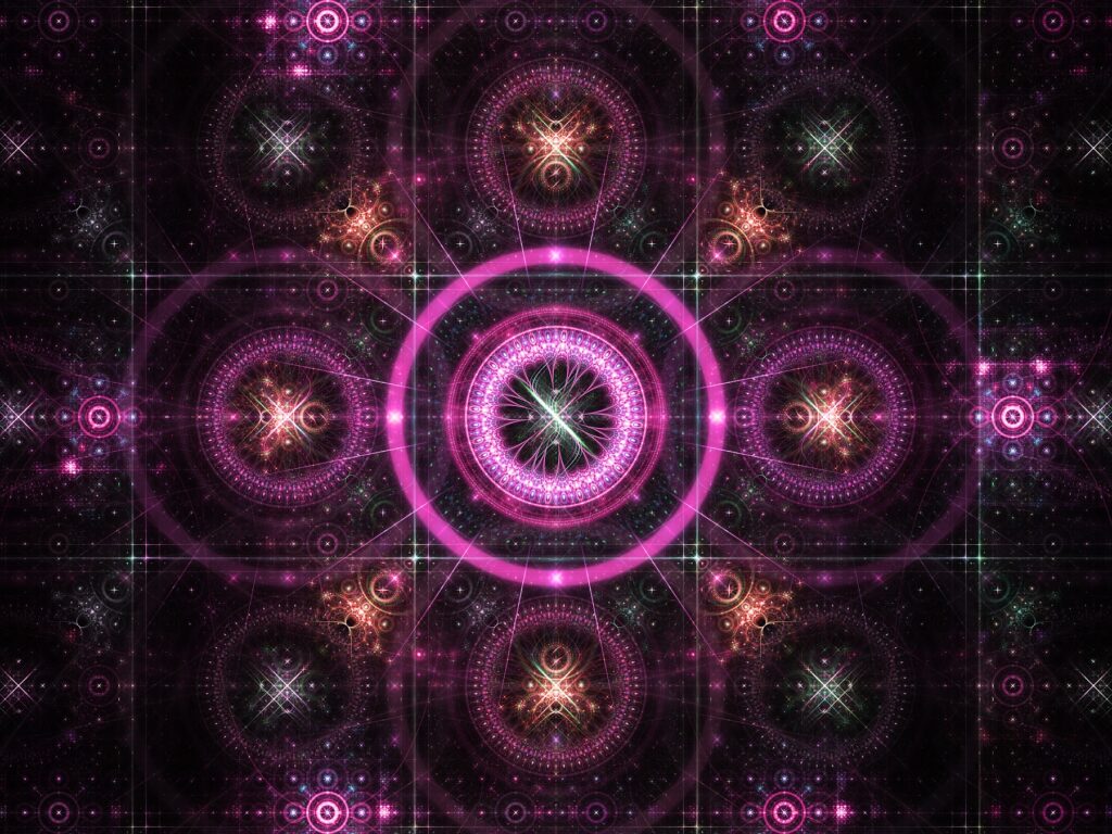 violet fractal art, cosmic modern art prints